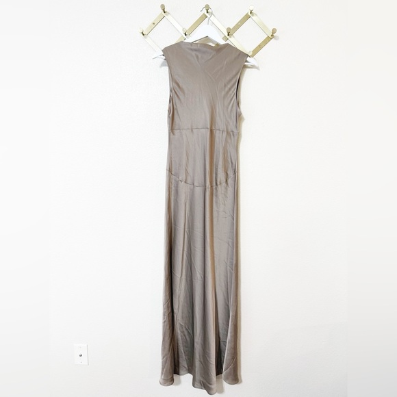 NWT Reformation Dessa Satin Maxi Slip Cowl Bias Neck Dress in Taupe size 10 - Picture 11 of 13
